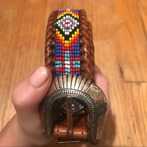 Vintage, beaded western belt